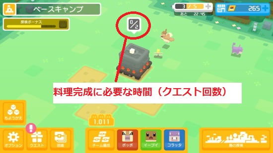 料理完成に必要な時間（＝クエスト回数）